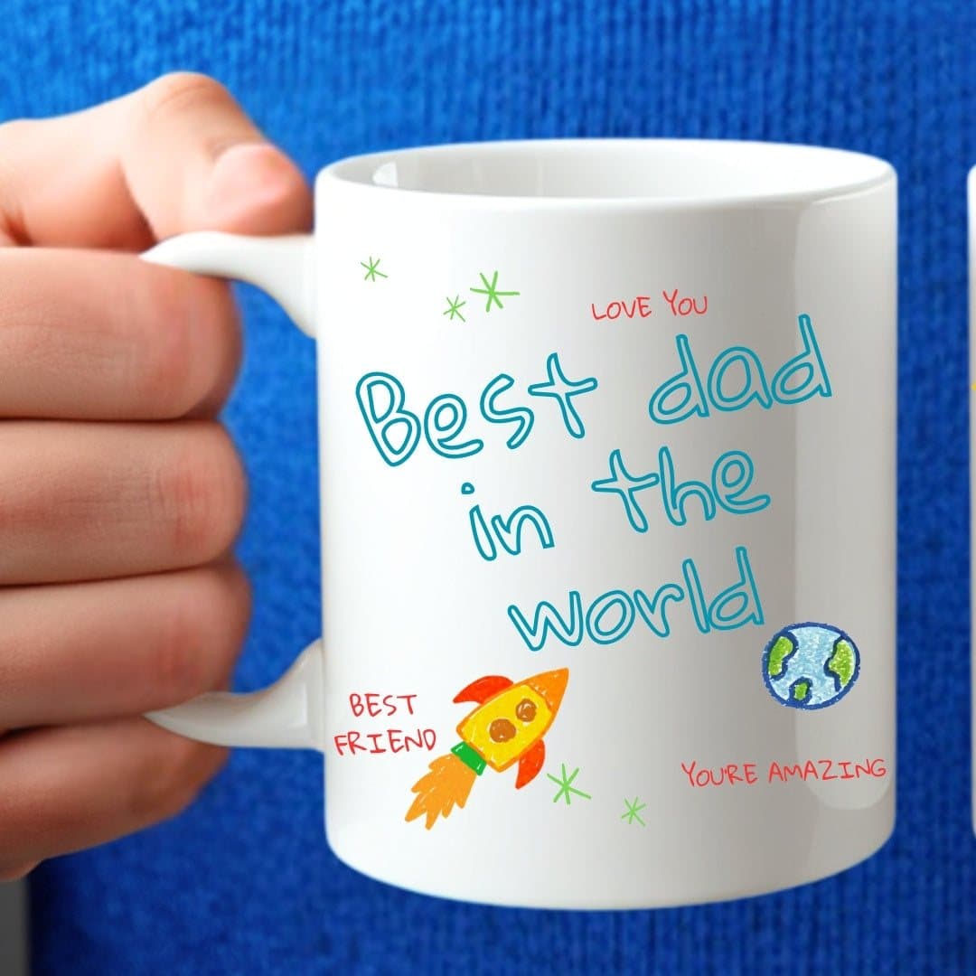 Personalised Best Dad in the World ceramic mug with a dad design