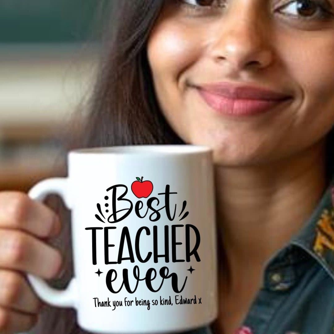Personalised Best Teacher Ever ceramic mug with its design