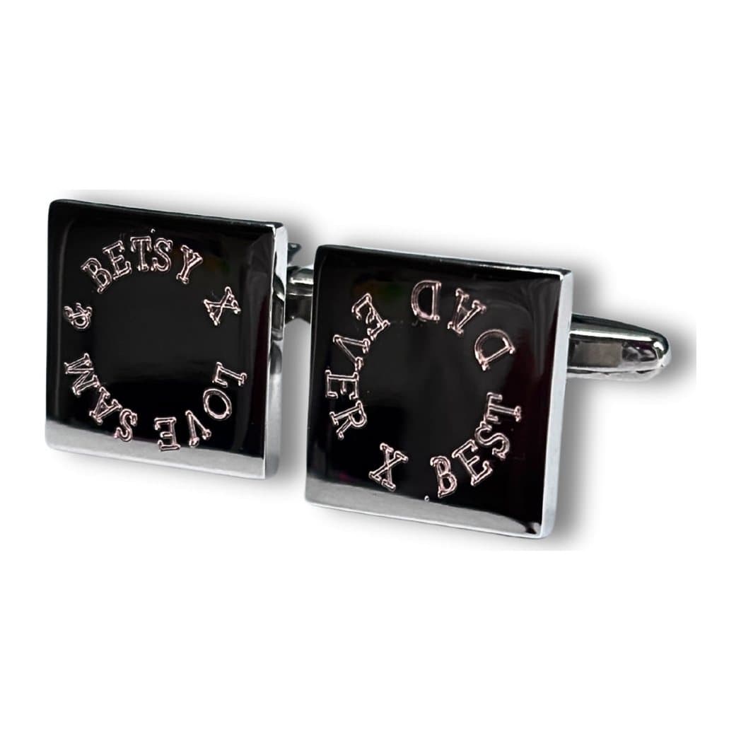 Pair of silver square personalised cufflinks
