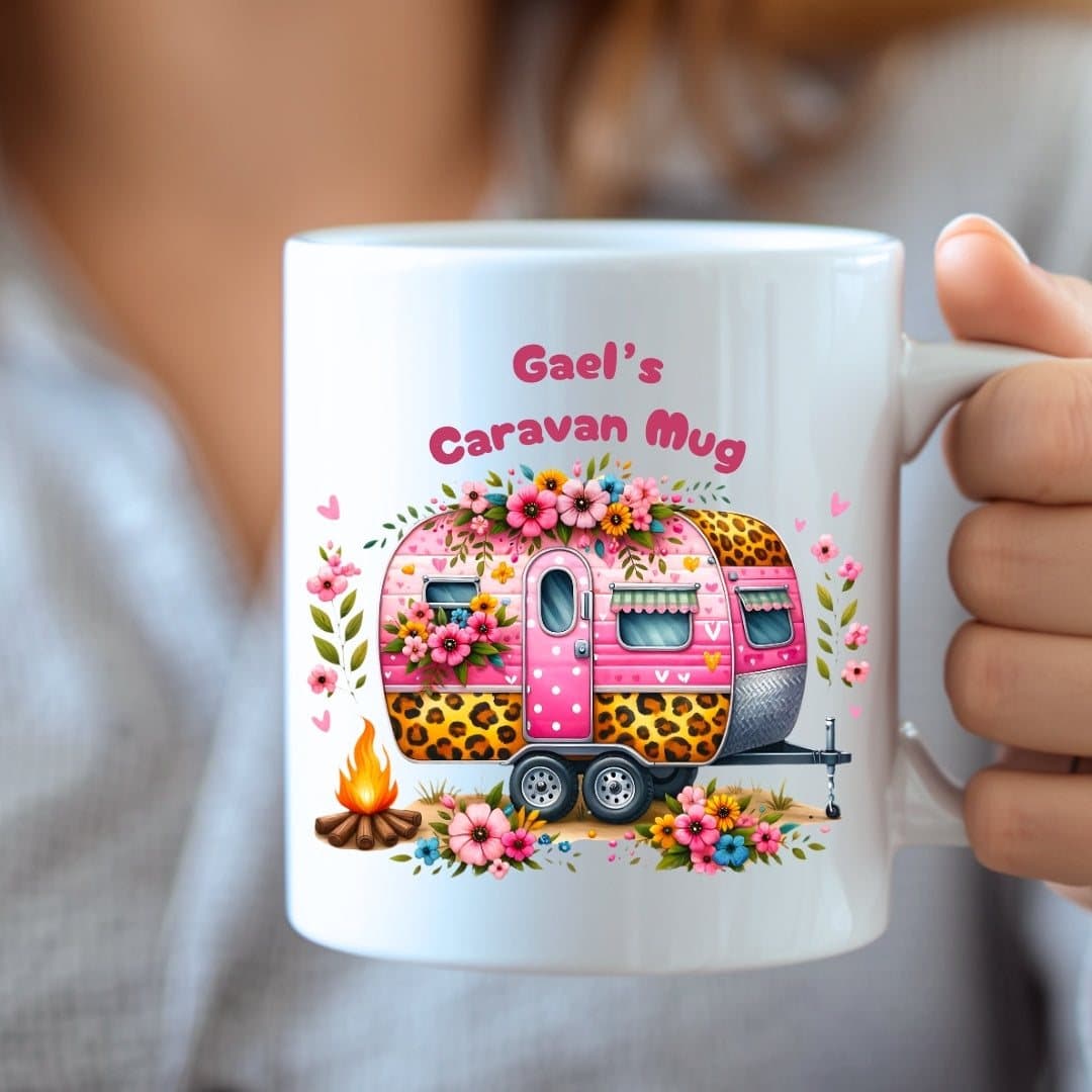 Personalised ceramic mum mug with a mum design printed on both sides