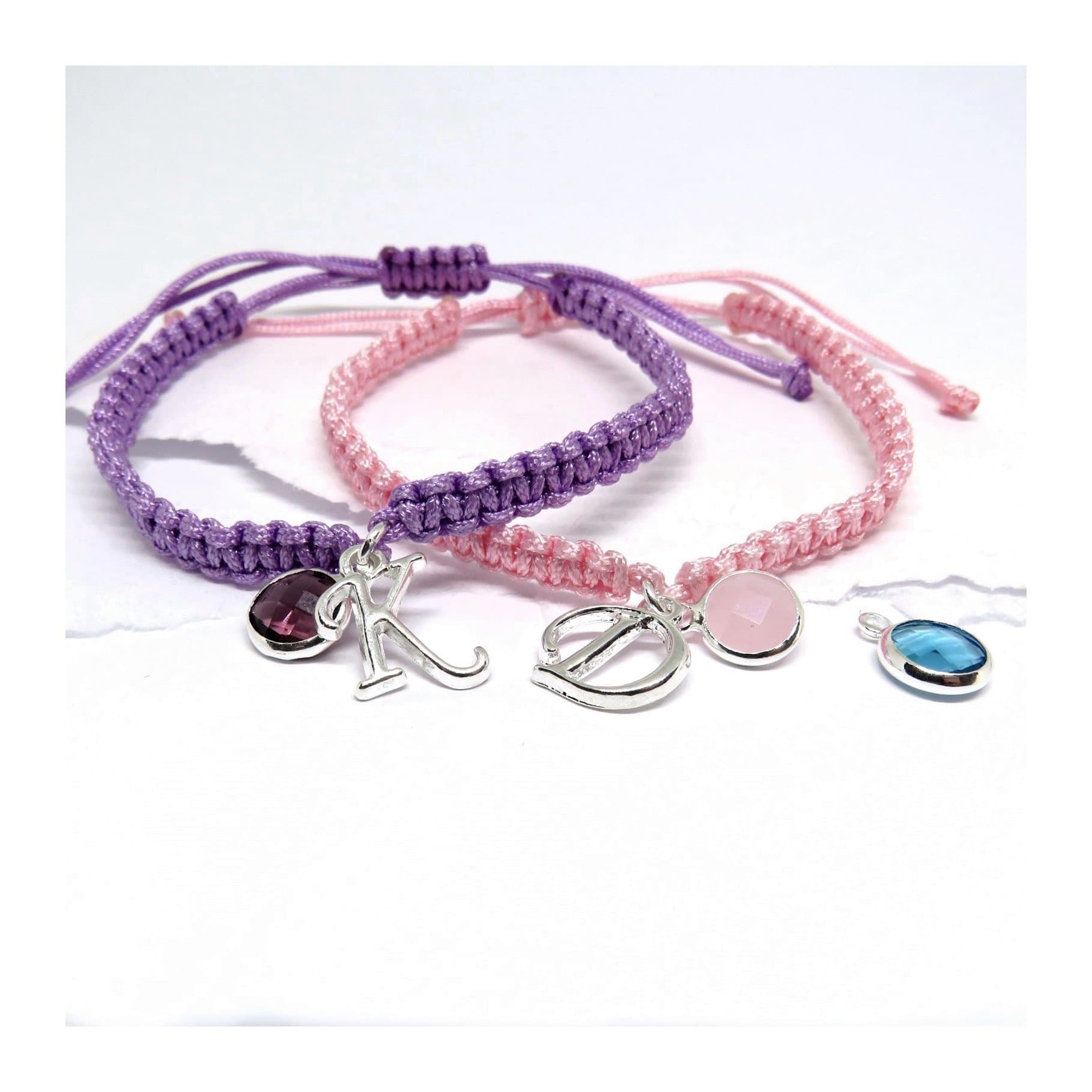 Personalised friendship bracelet with a birthstone and initial