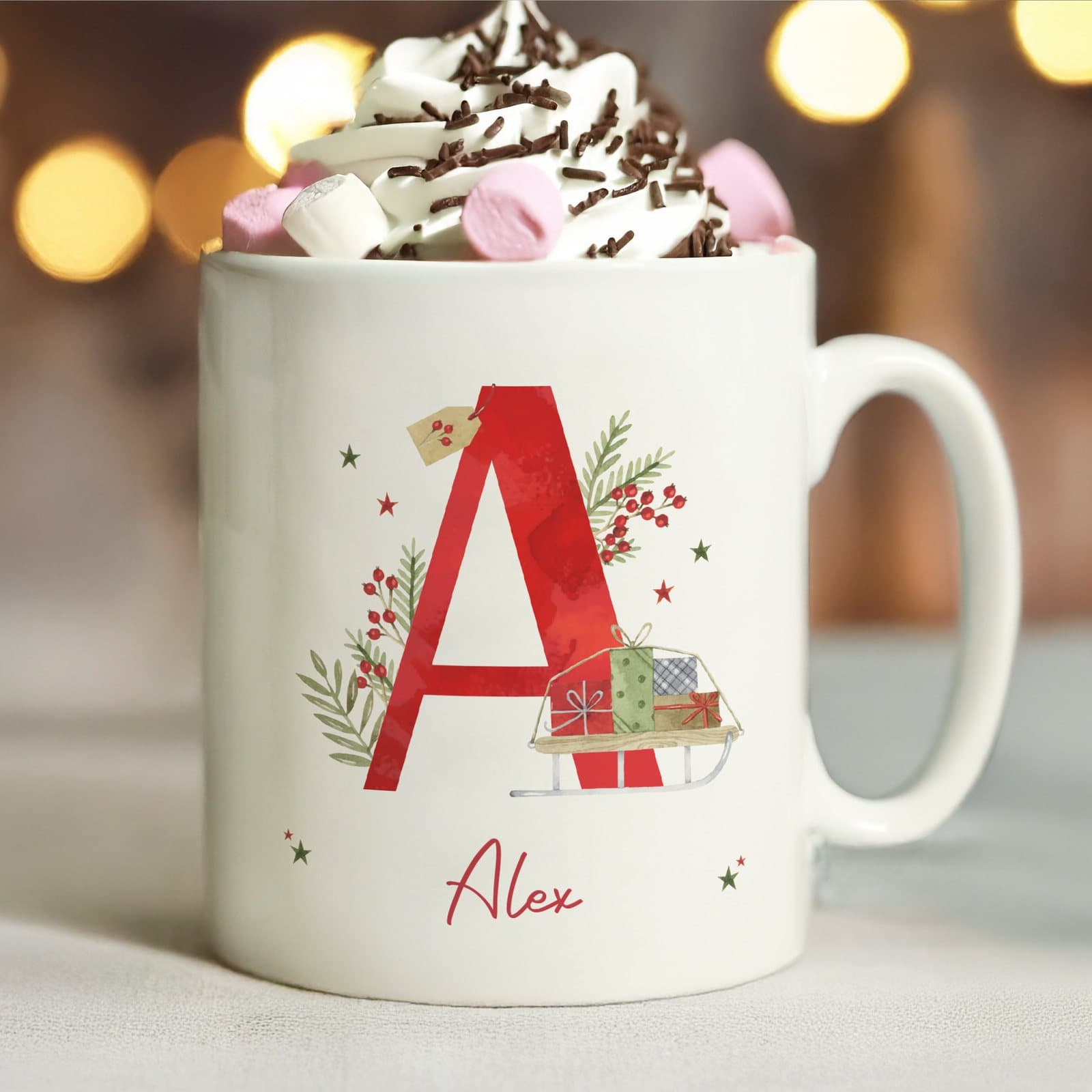 Personalised Christmas initial mug