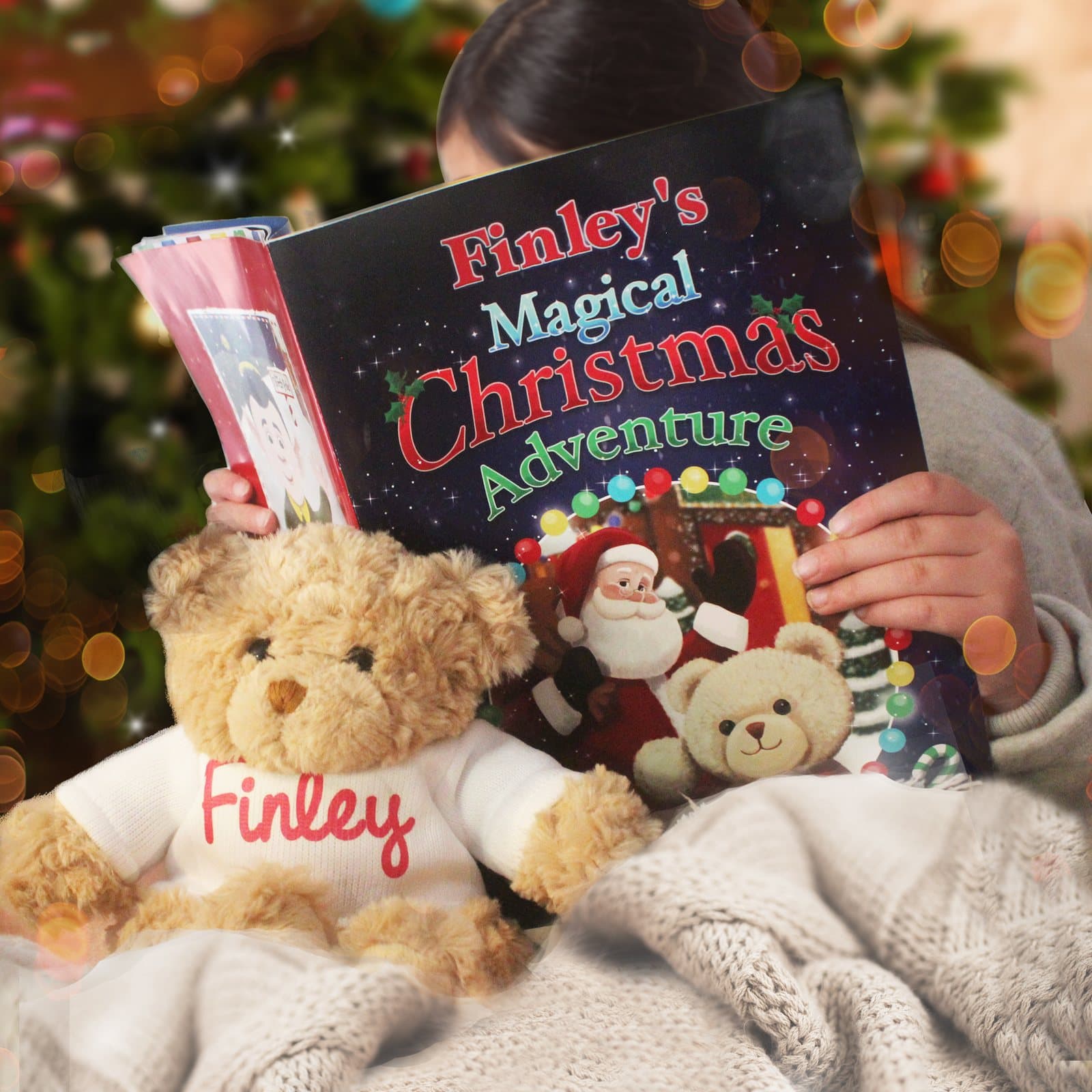 Personalised Christmas story book and teddy