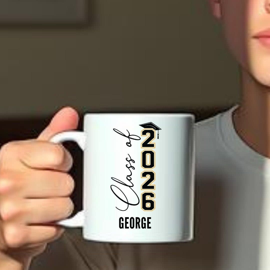 Personalised Class of 2026 graduation mug with a Class of 2026 design