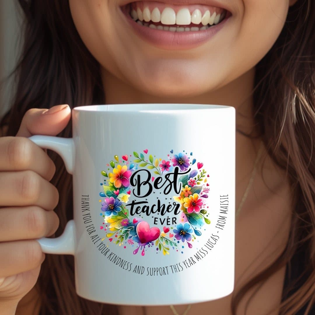 Personalised colourful Best Teacher ceramic mug