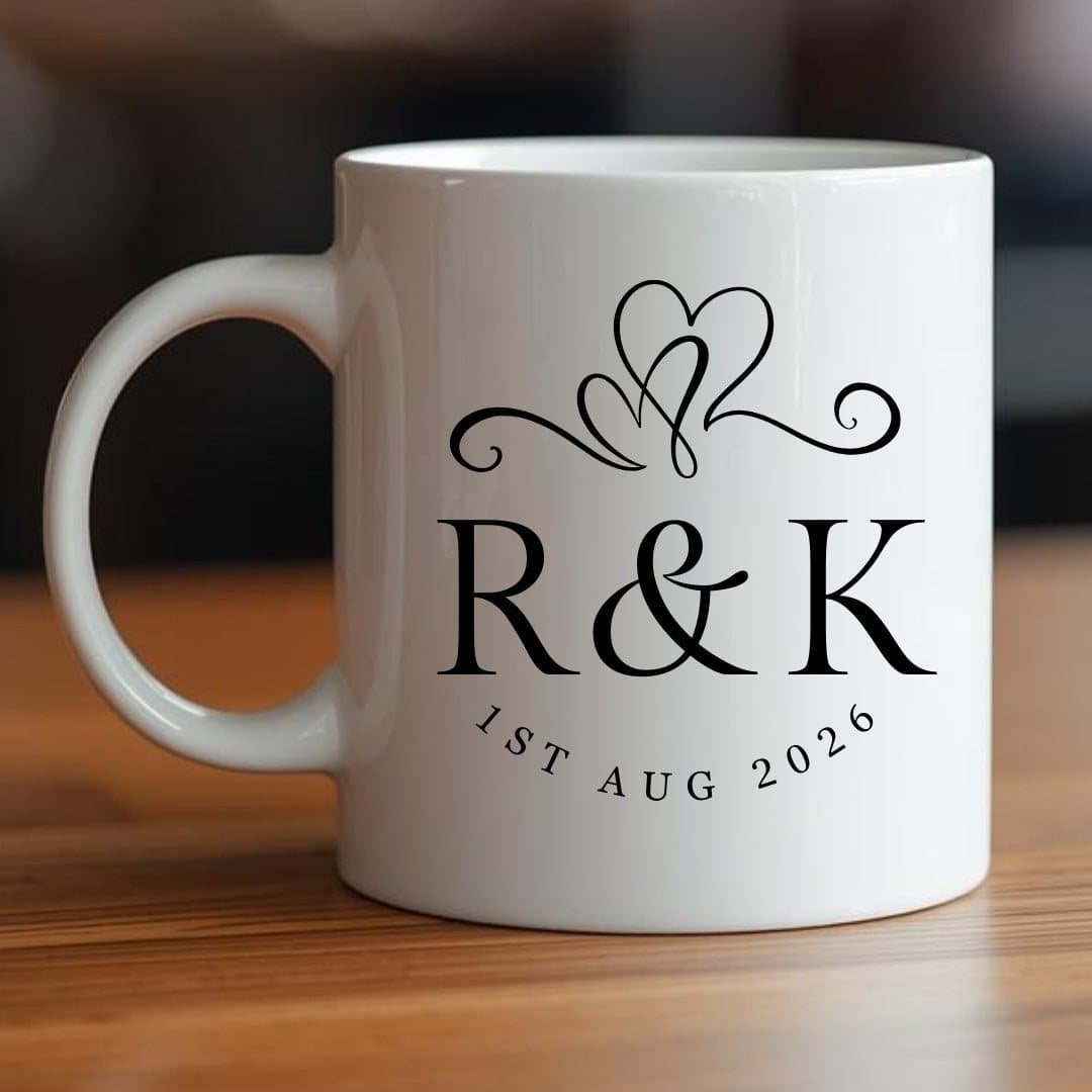 Personalised Entwined Hearts mug gift set with a heart design