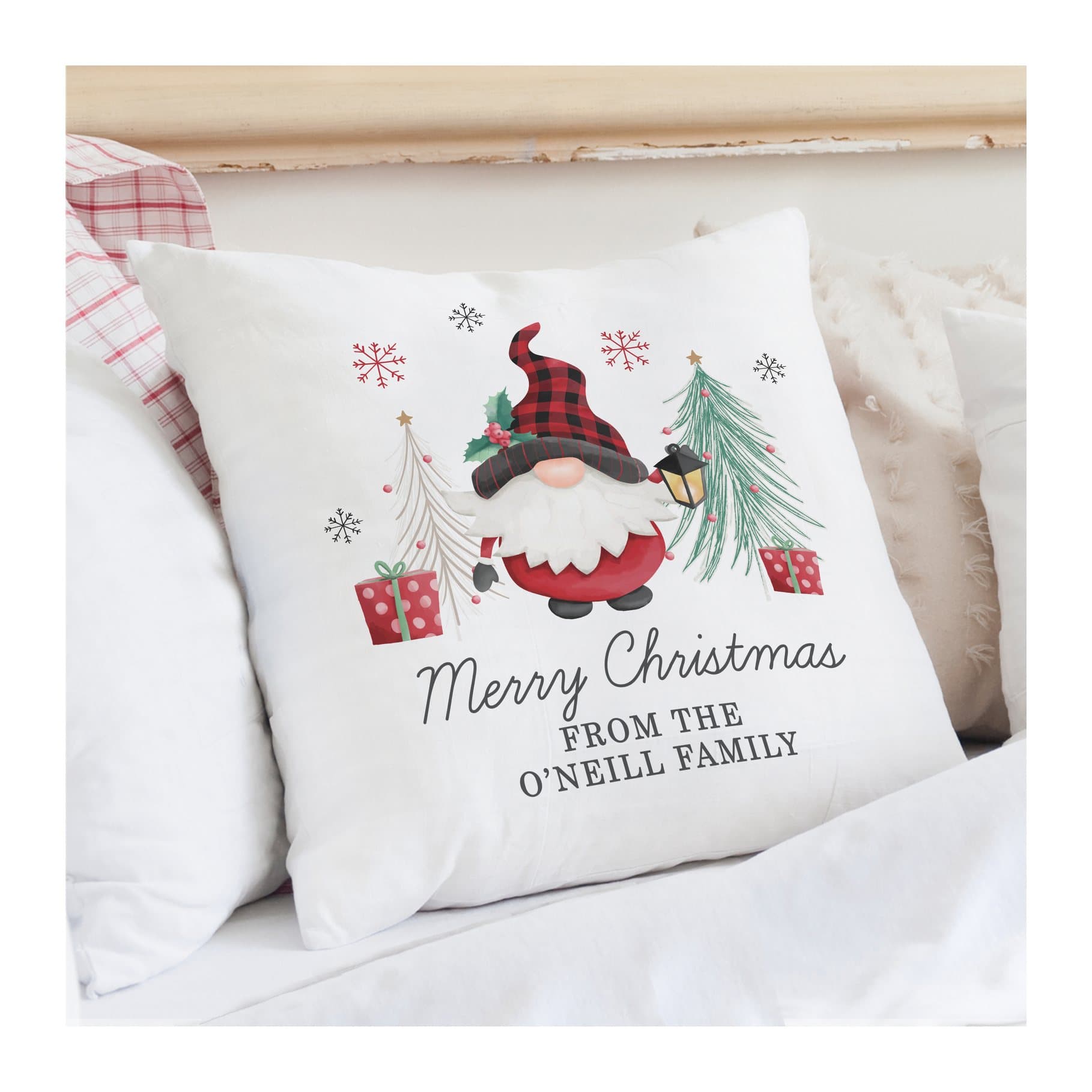 Personalised Gonk Christmas cushion