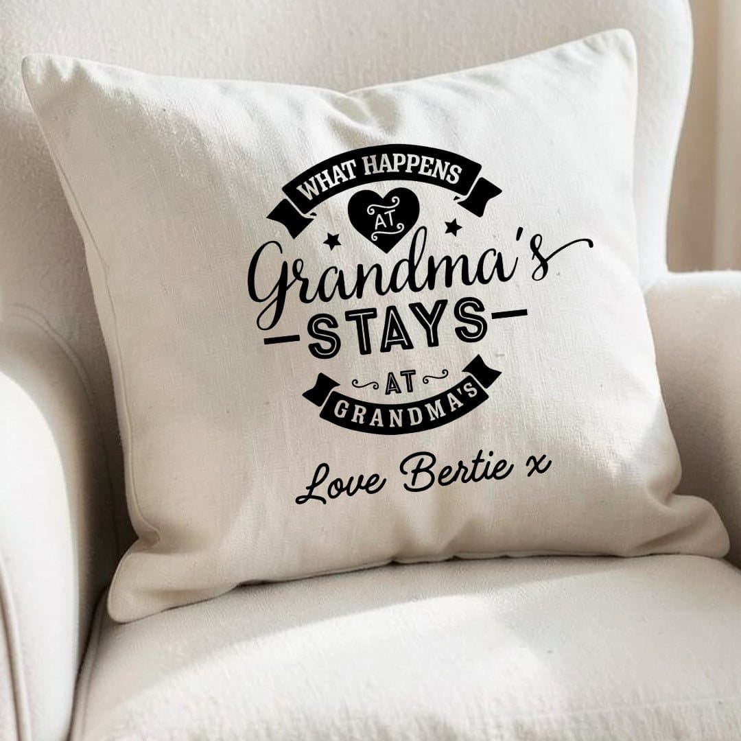 Personalised Grandma's House Funny cushion in a linen-look fabric