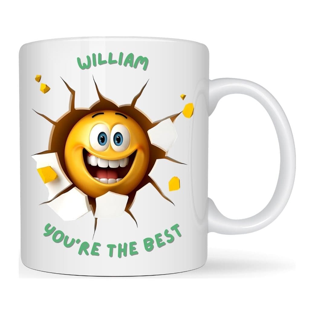 Personalised happy face breakout ceramic mug for dad