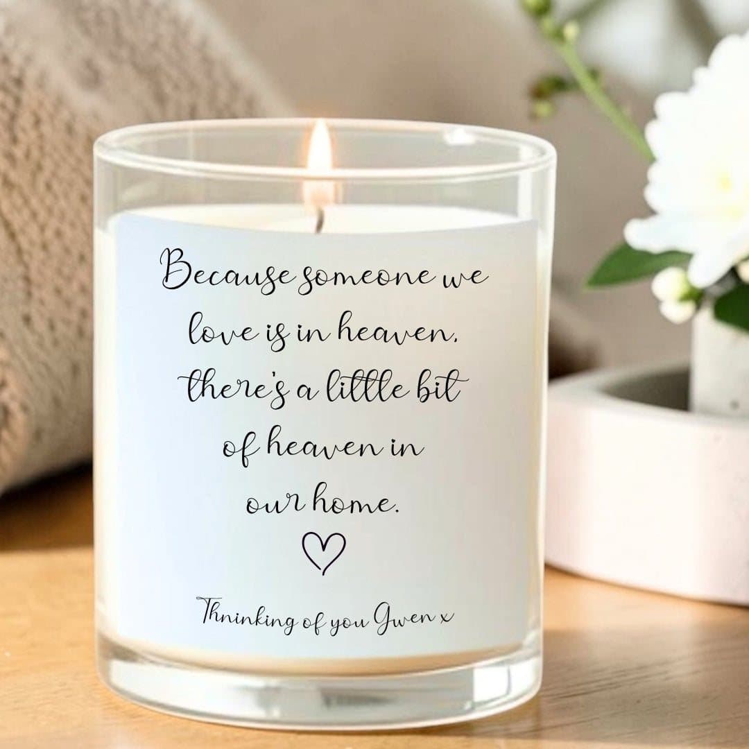 Personalised scented candle gift set with red foil milk chocolate hearts and matches