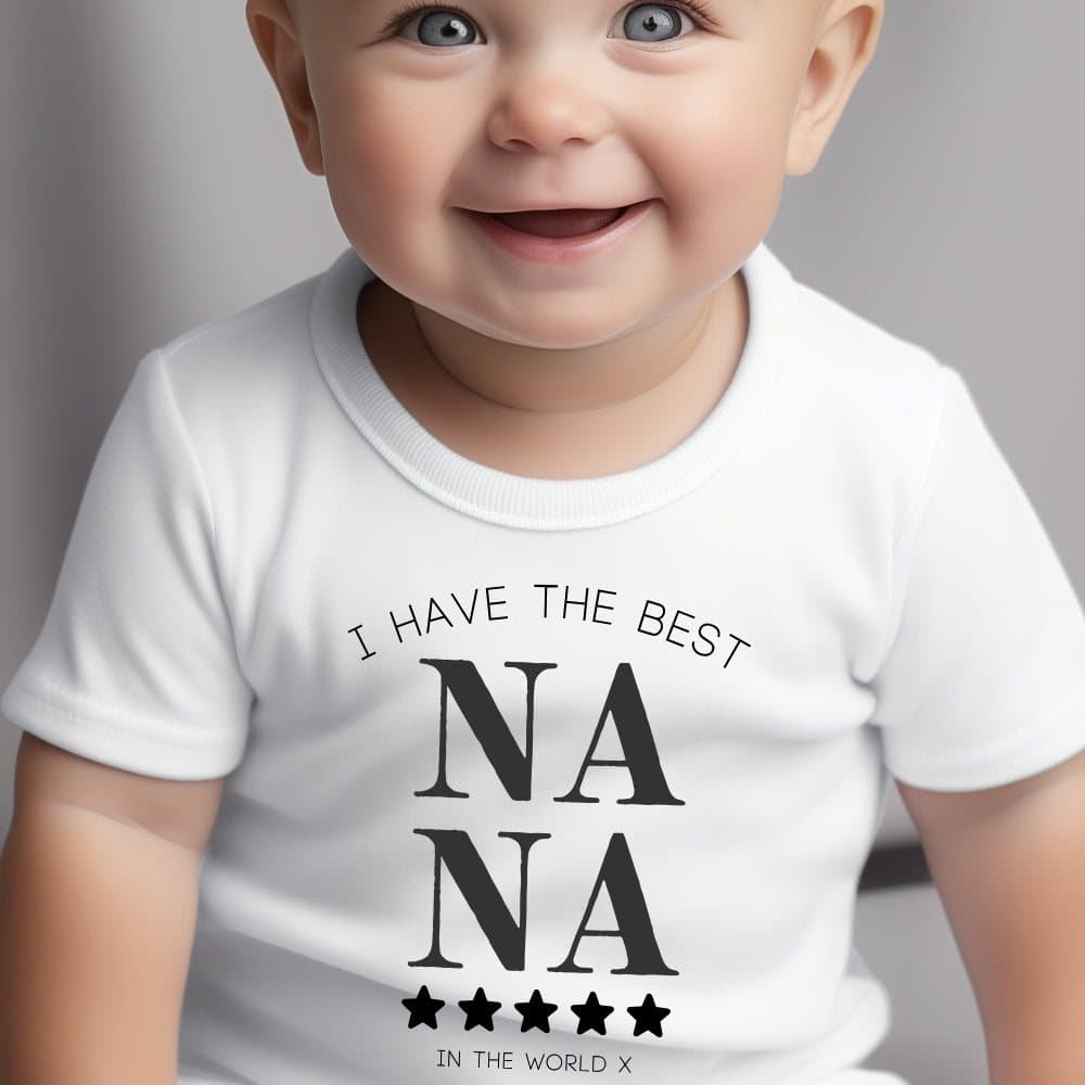 Best Nana personalised baby bib, vest or baby grow with artwork