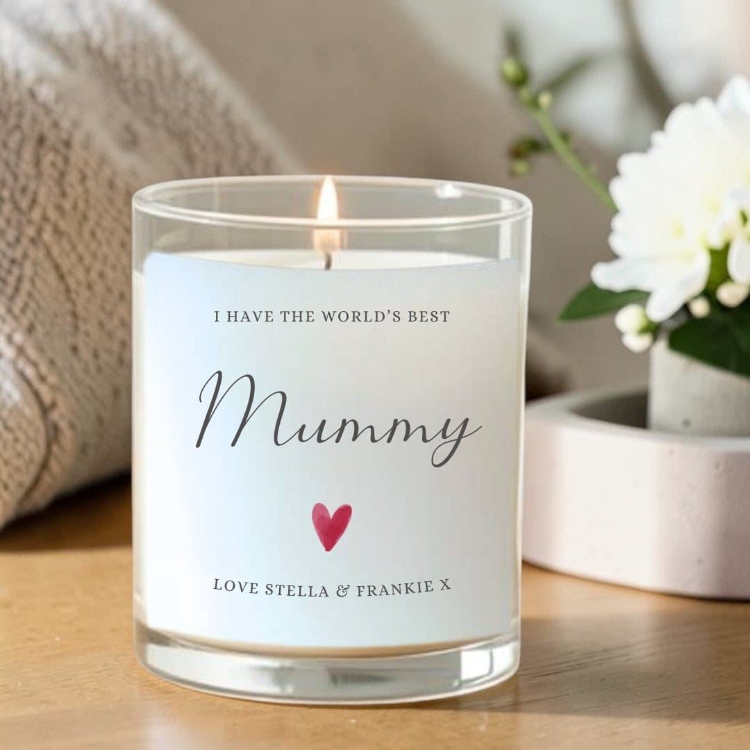 Mummy candle gift set with matches and red foiled chocolate hearts