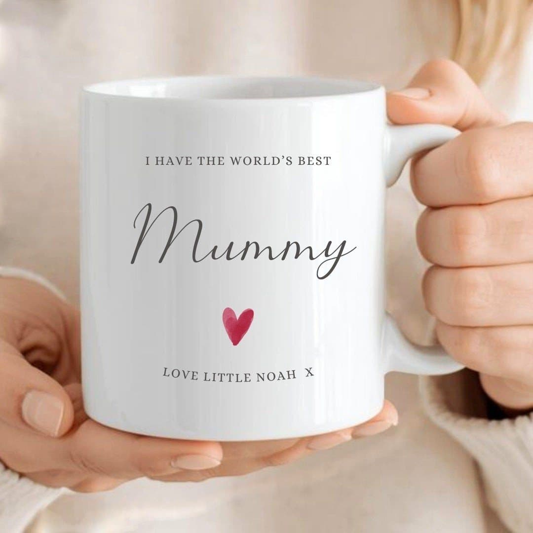 Personalised ceramic mug with a Mum design printed on both sides