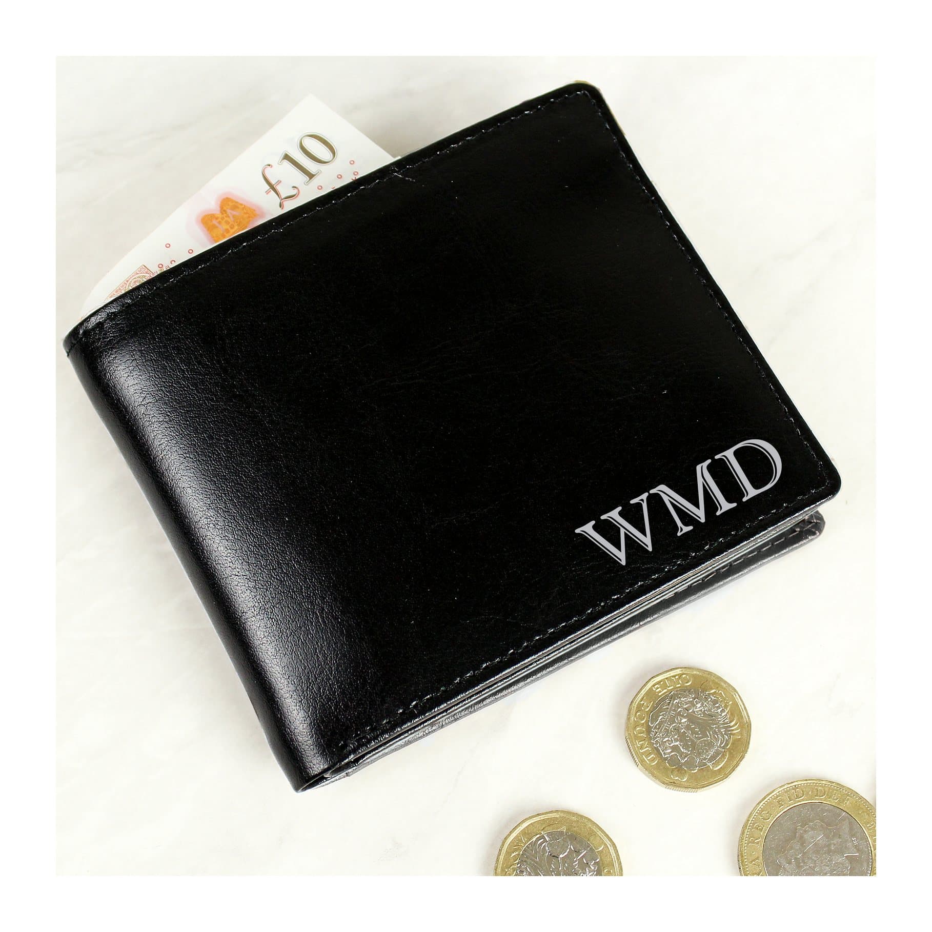 Personalised initials leather wallet