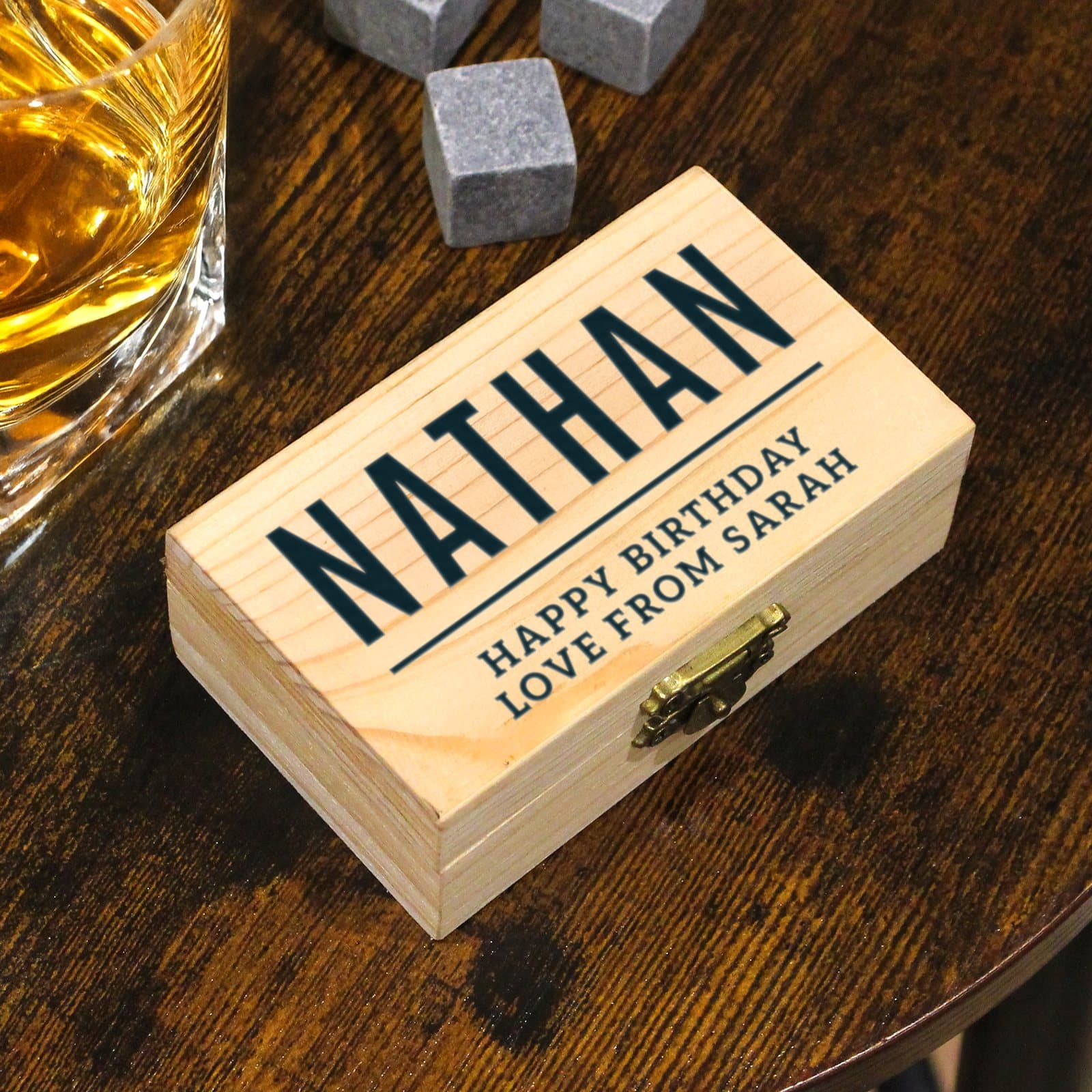 Personalised whisky stones with message