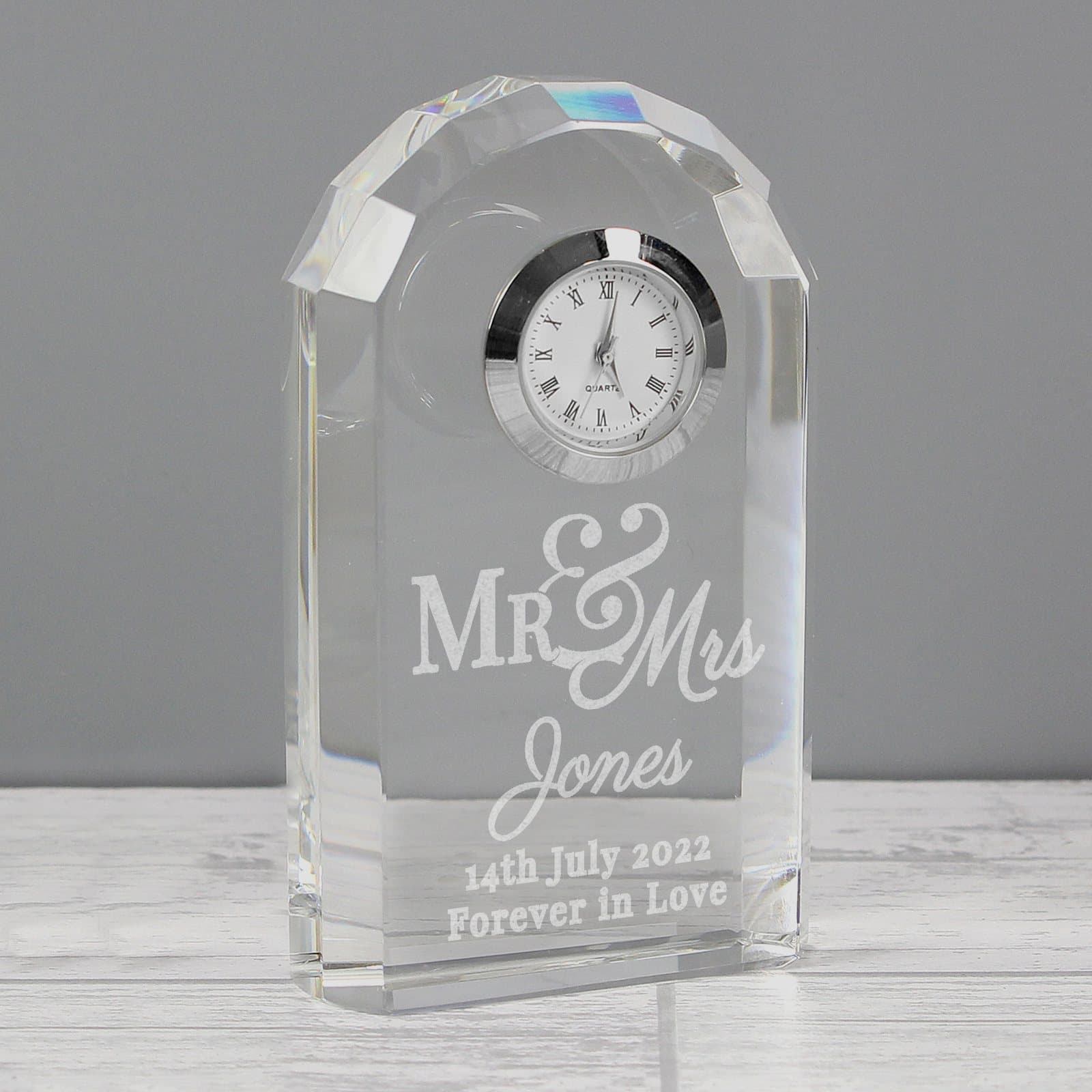 Personalised Mr and Mrs crystal clock