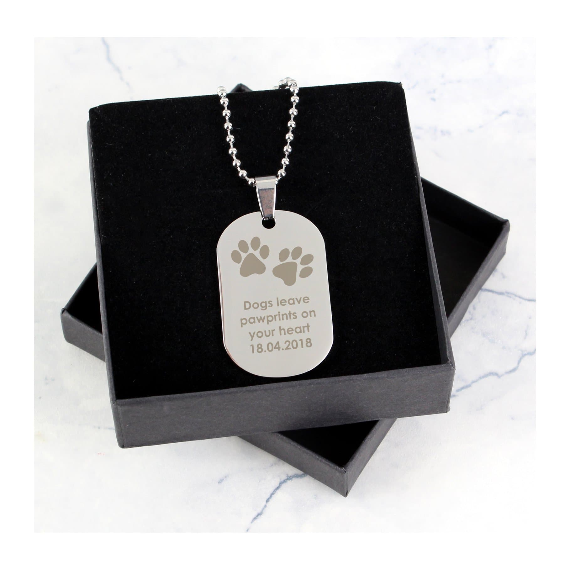 Personalised paw print dog tag necklace