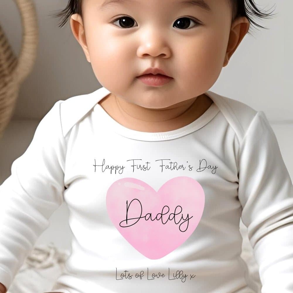 Pink personalised baby gift for a first Father's Day