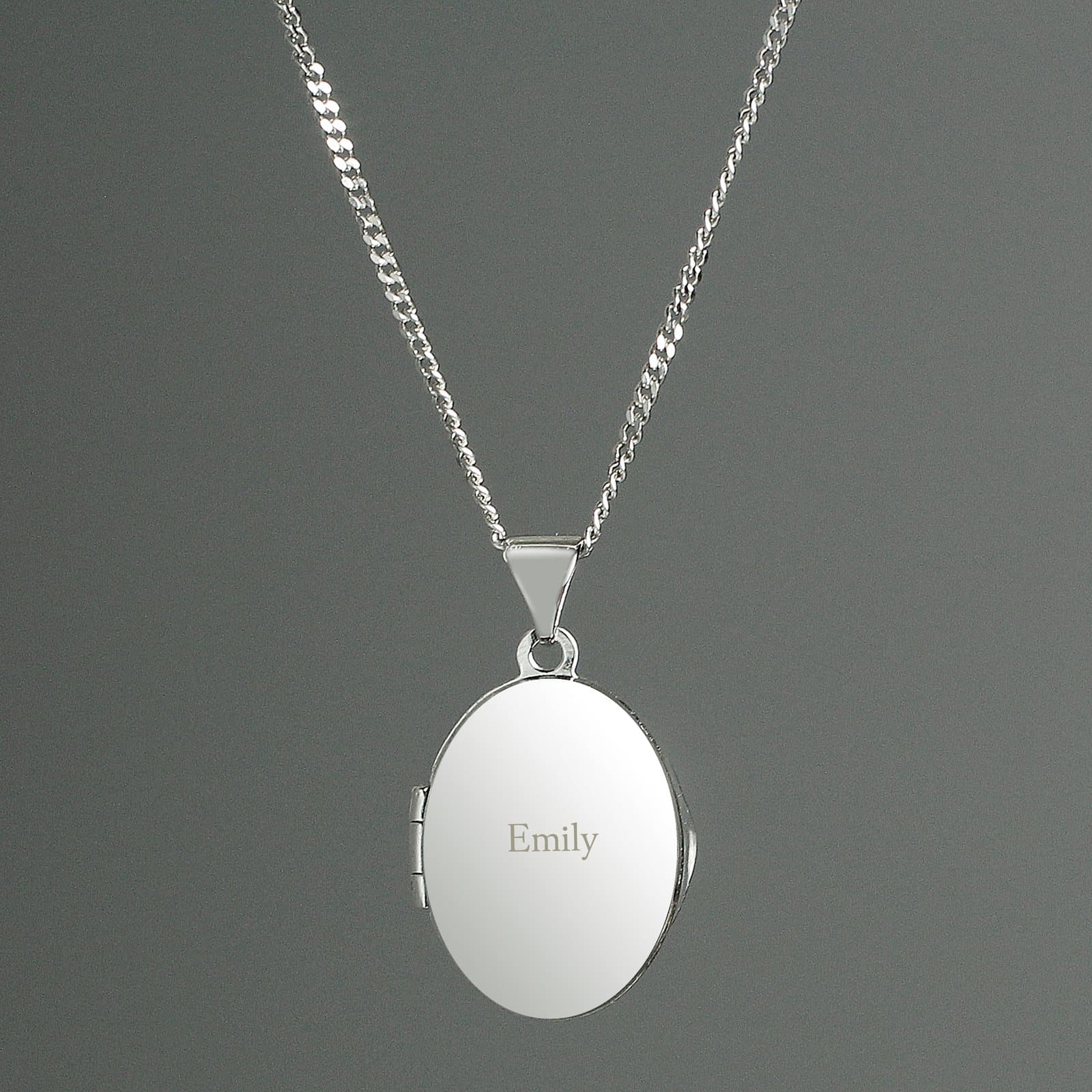 Personalised sterling silver oval locket