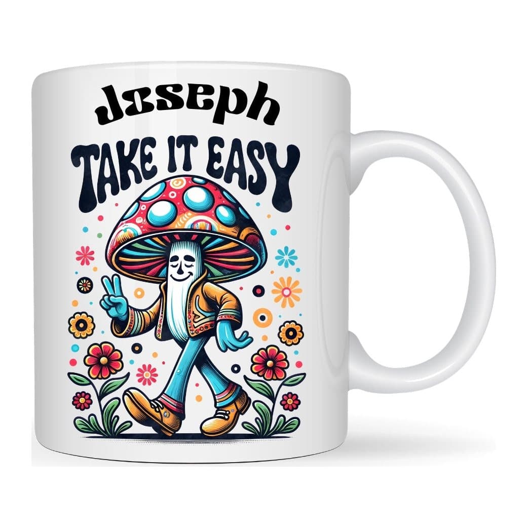 Ceramic mug with a Dad design and a personalised name