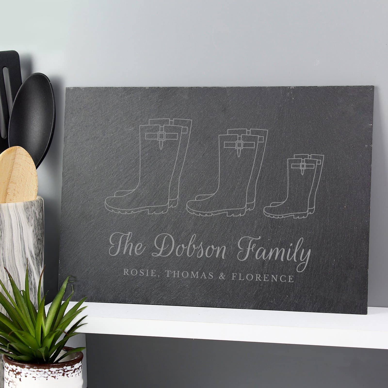 Personalised welly boot family slate