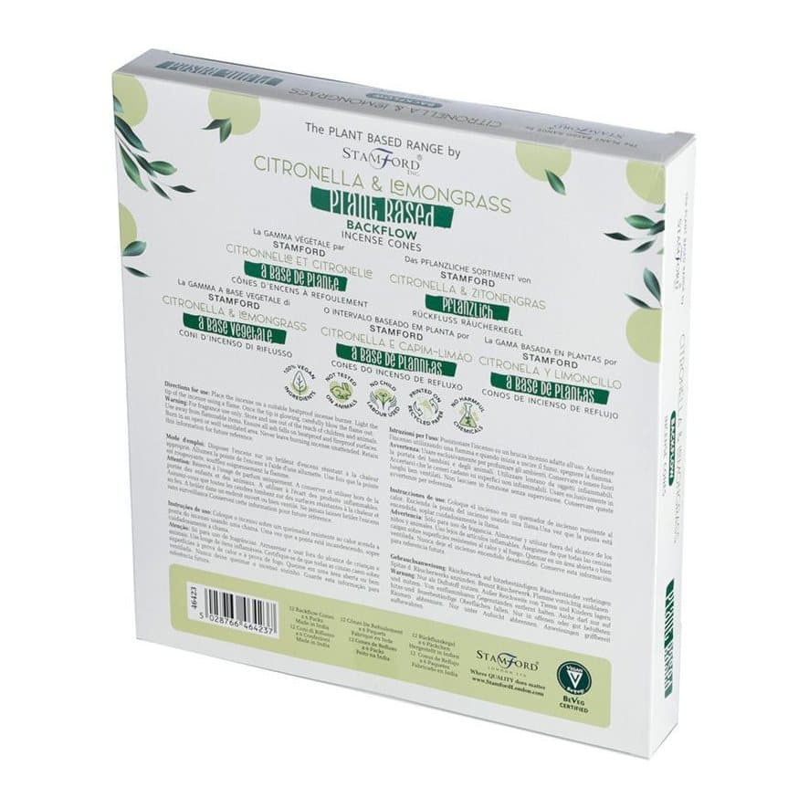 Plant based backflow incense cones in citronella and lemongrass, pack of 3