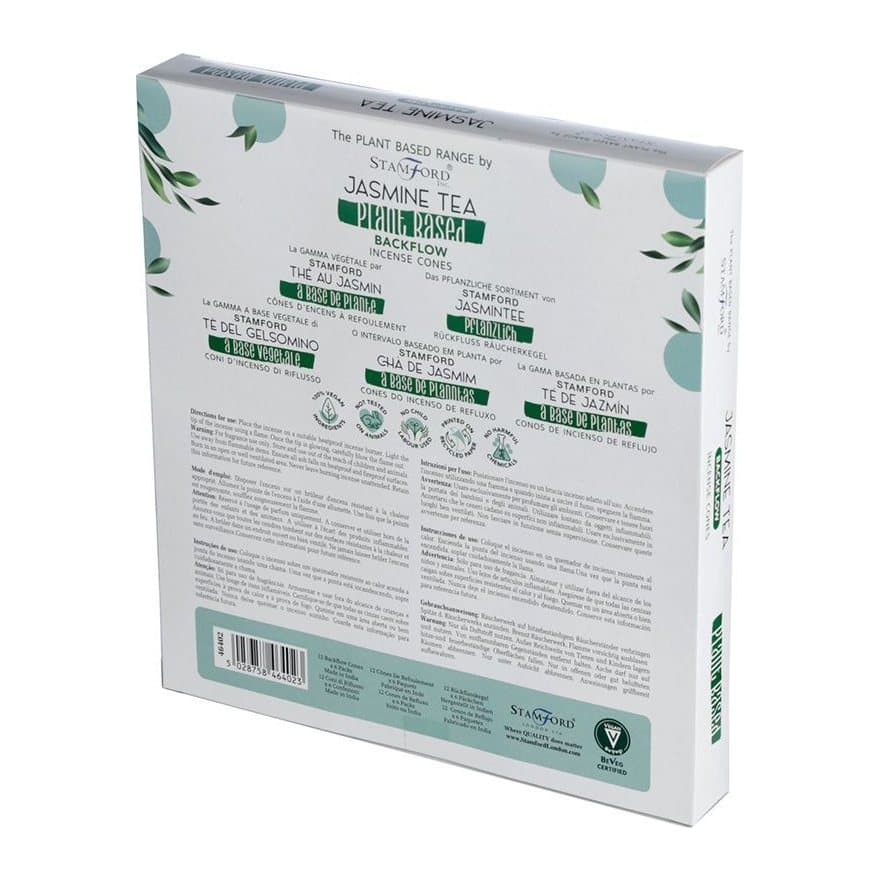 Plant based Jasmine Tea backflow incense cones, pack of 3