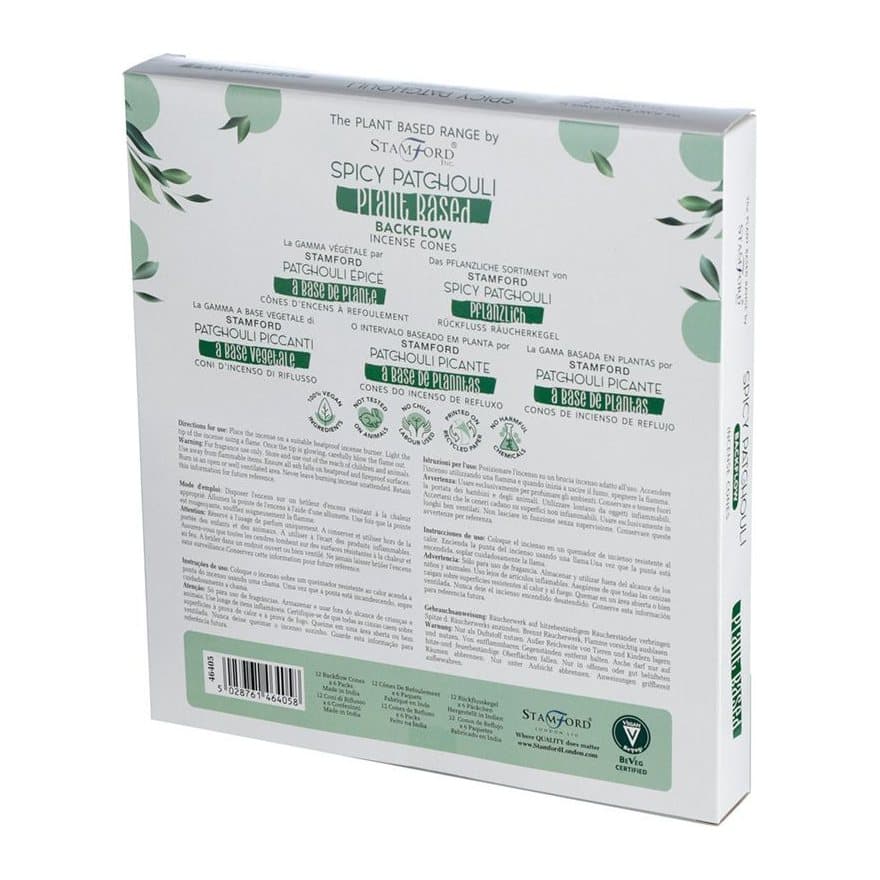Spicy patchouli plant based backflow incense cones, pack of 3
