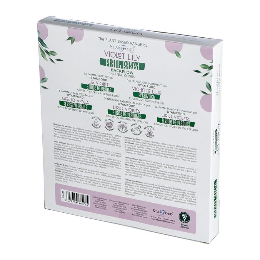 Violet Lilly plant based backflow incense cones, pack of 3