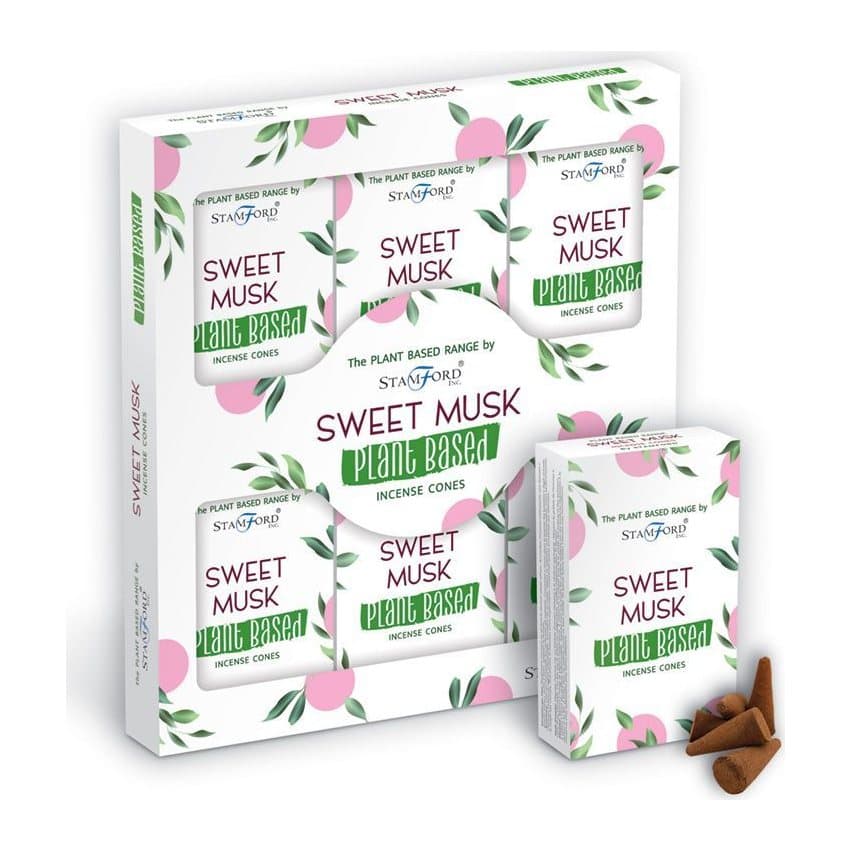 Plant based incense cones in sweet musk, pack of 5