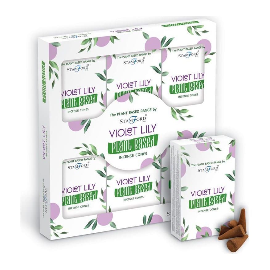 A pack of 5 plant based incense cones in the Violet Lilly scent