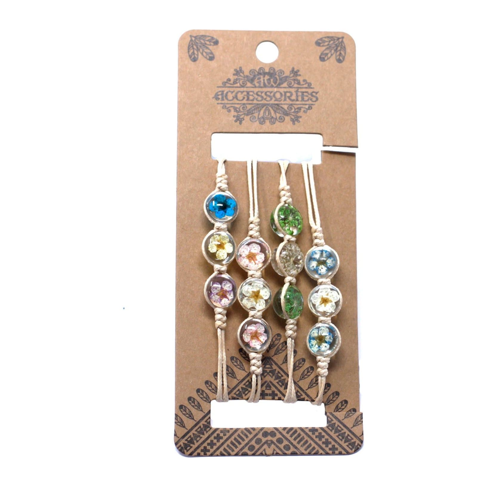 Pressed flower bracelet with real flowers pressed in glass