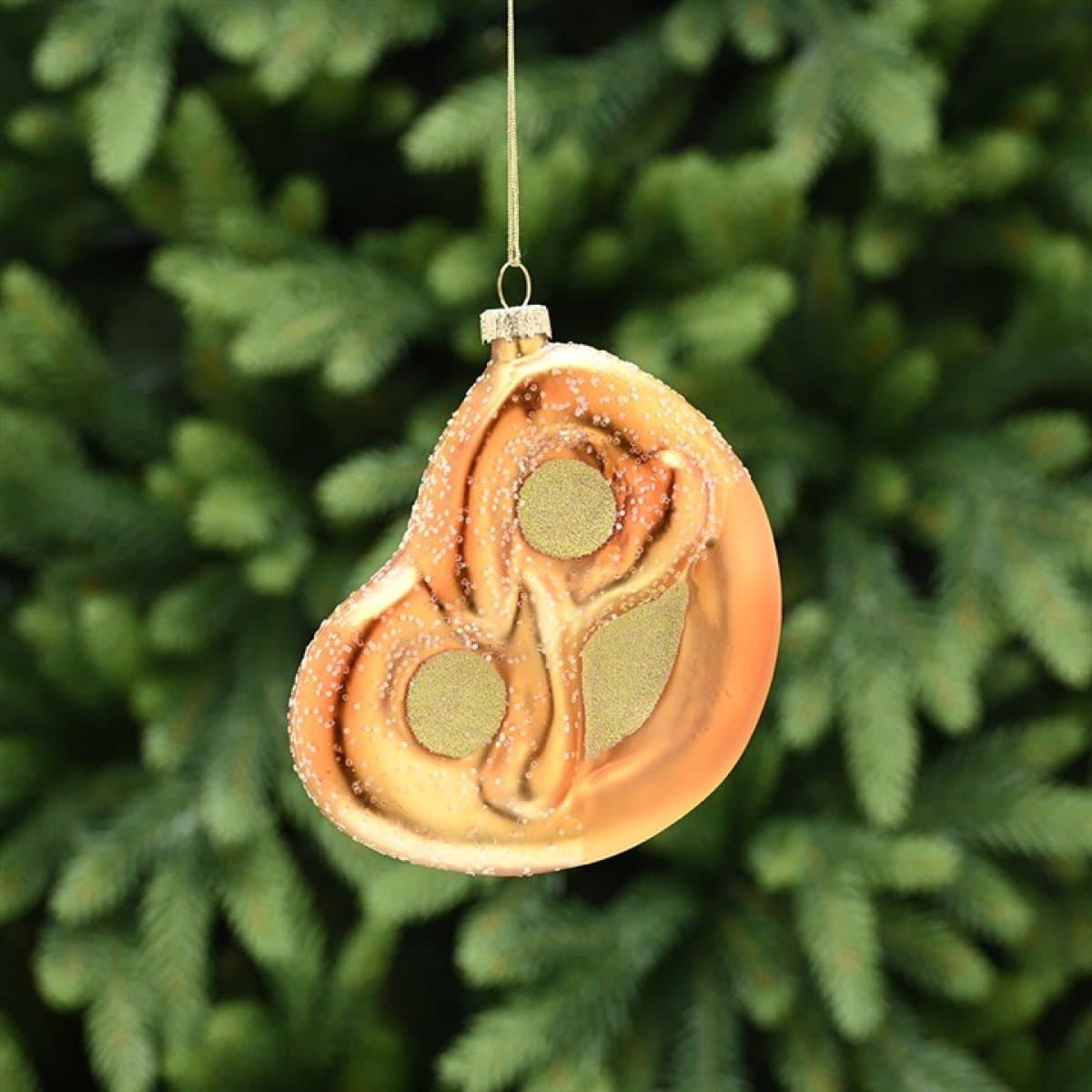 Golden glass pretzel Christmas decoration