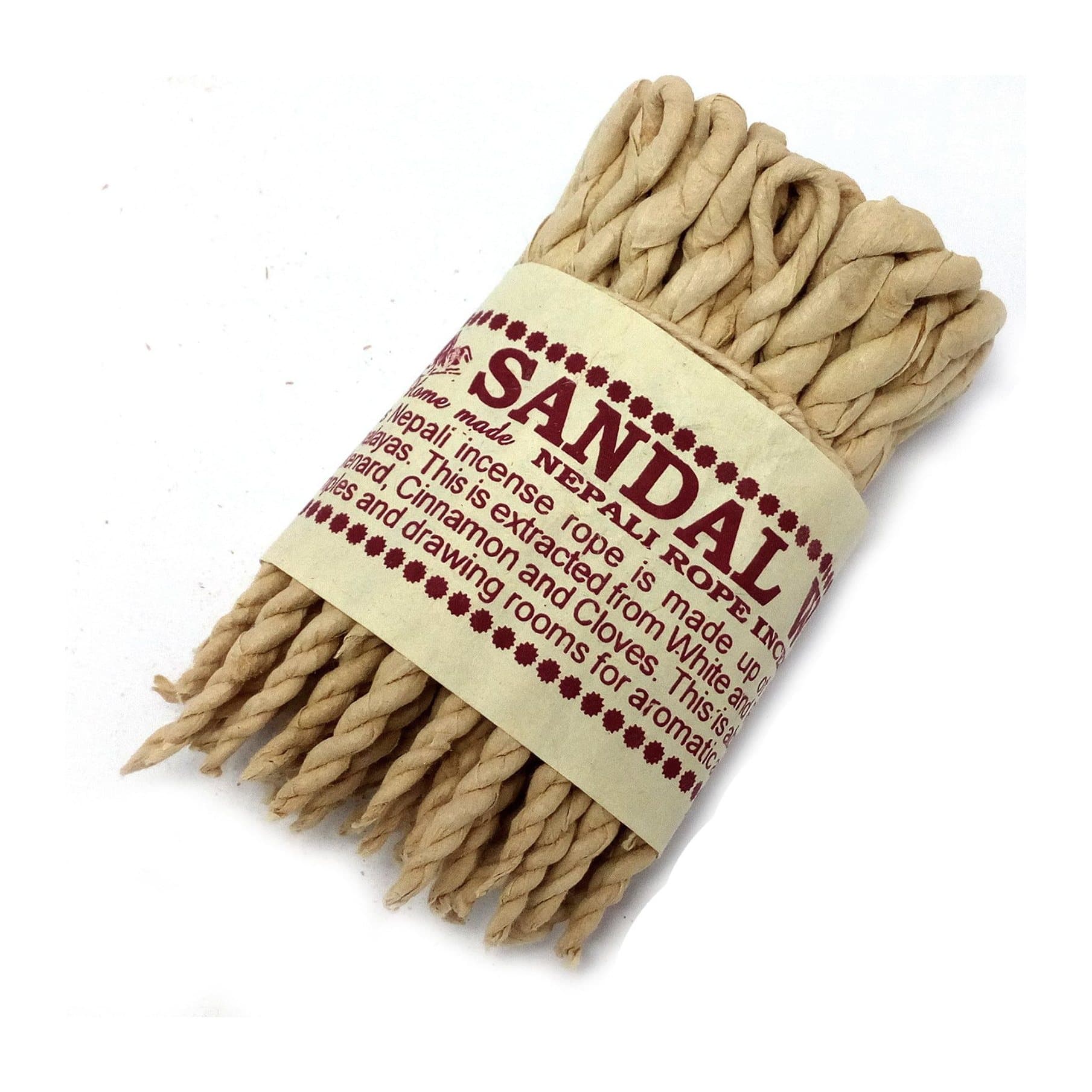 Sandalwood and spice rope incense, a small braided rope