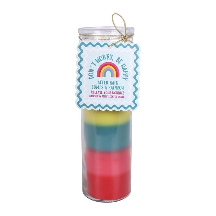 Striped raspberry milk tube candle