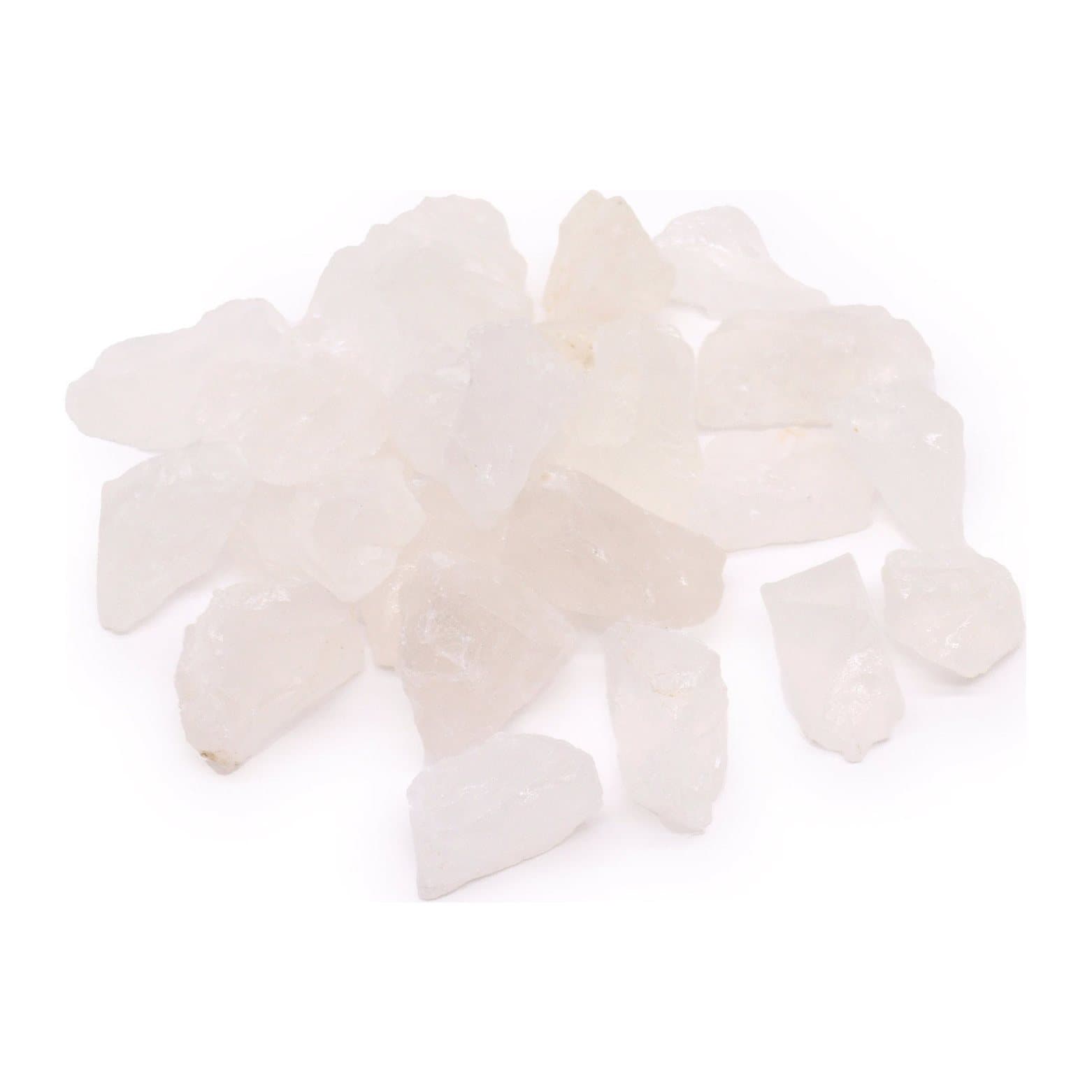 Assortment of raw rock quartz crystals in mixed sizes and shapes