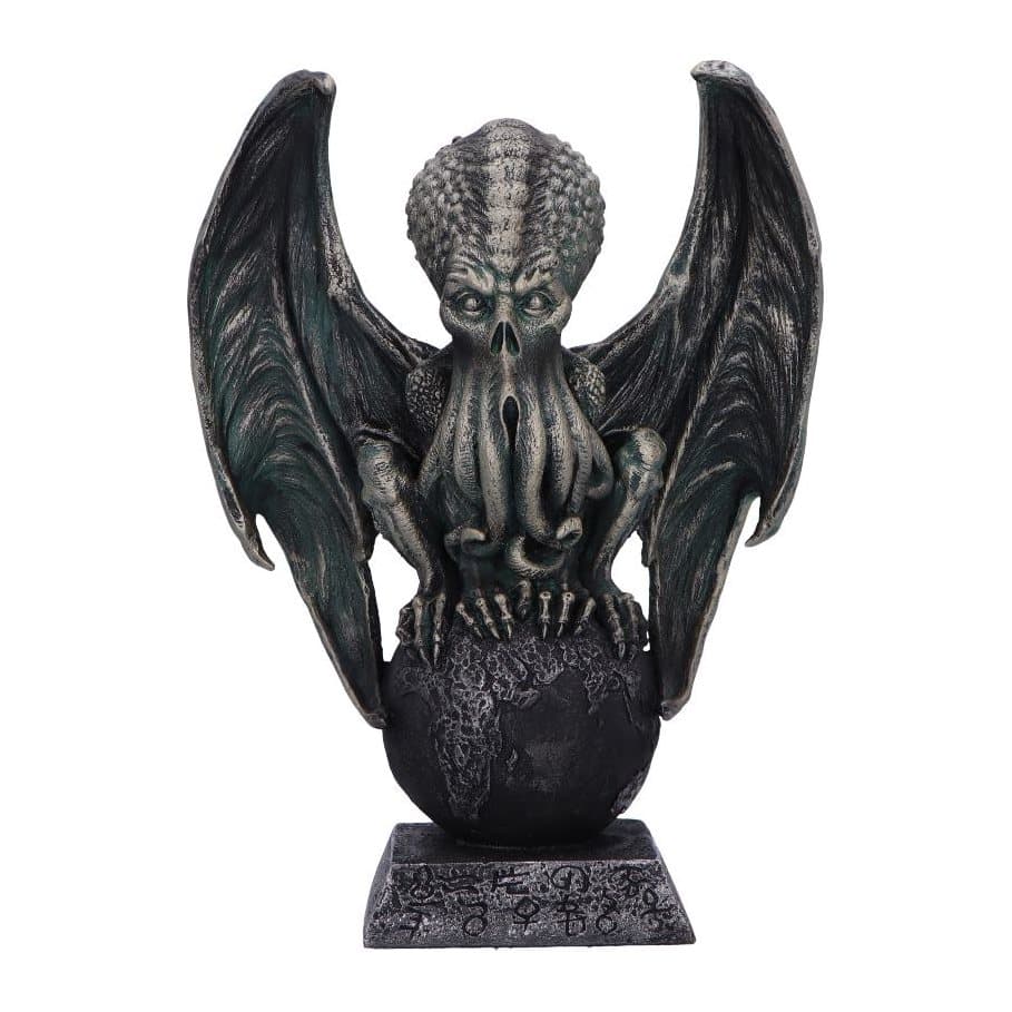 Cthulhu gothic horror ornament with wings and a round boulder