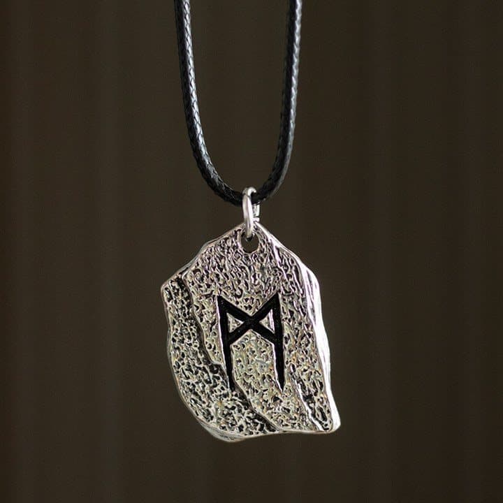 Rune of Transformation Viking necklace on a black cord
