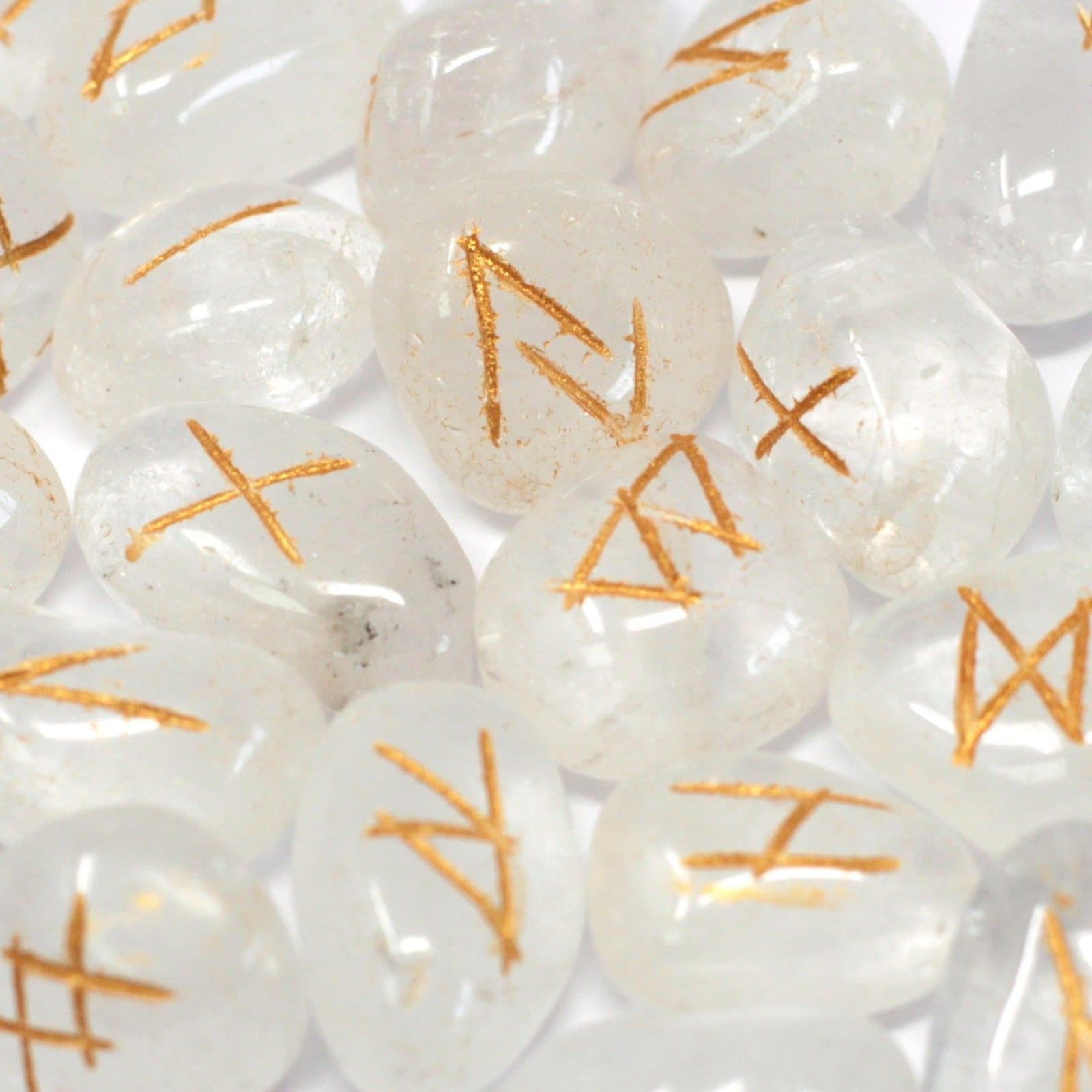 Rune stone set in a pouch with 24 rune symbol stones and one plain stone