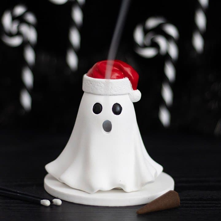 Ghost incense holder in a Santa hat