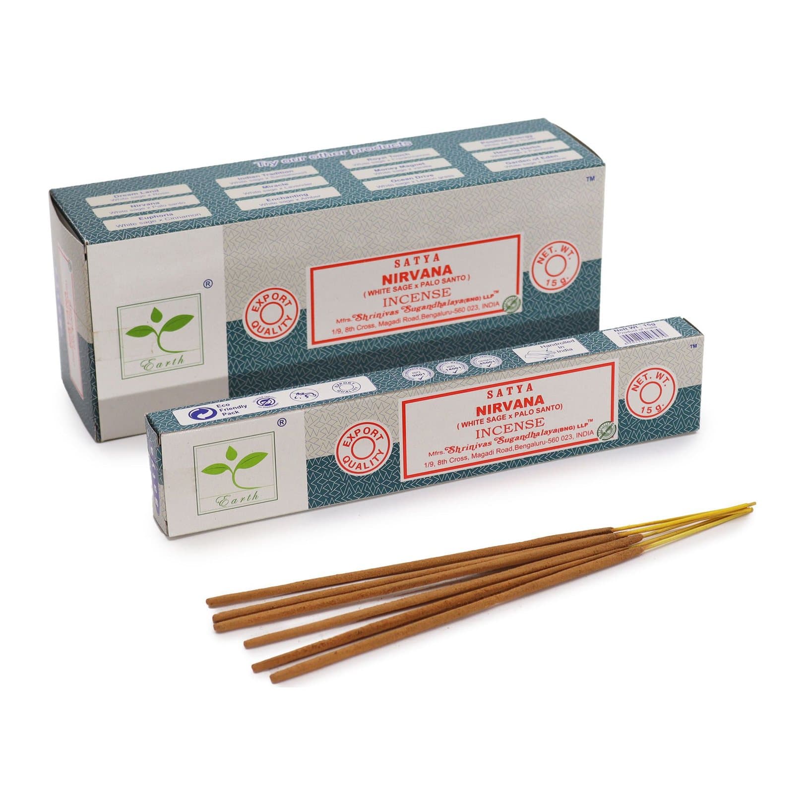 Pack of Satya Nirvana white sage and palo santo incense sticks