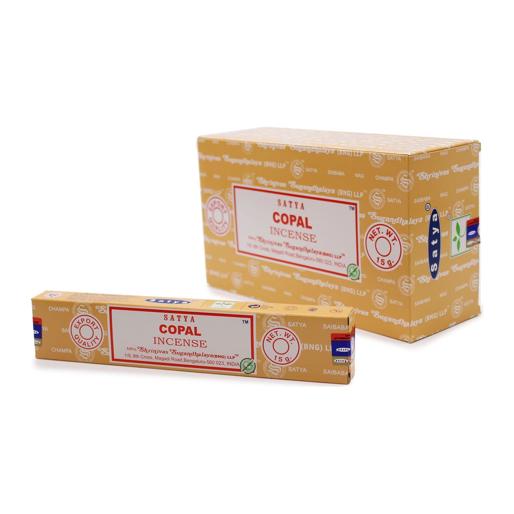 Satya Copal incense sticks, pack of two, on a neutral background