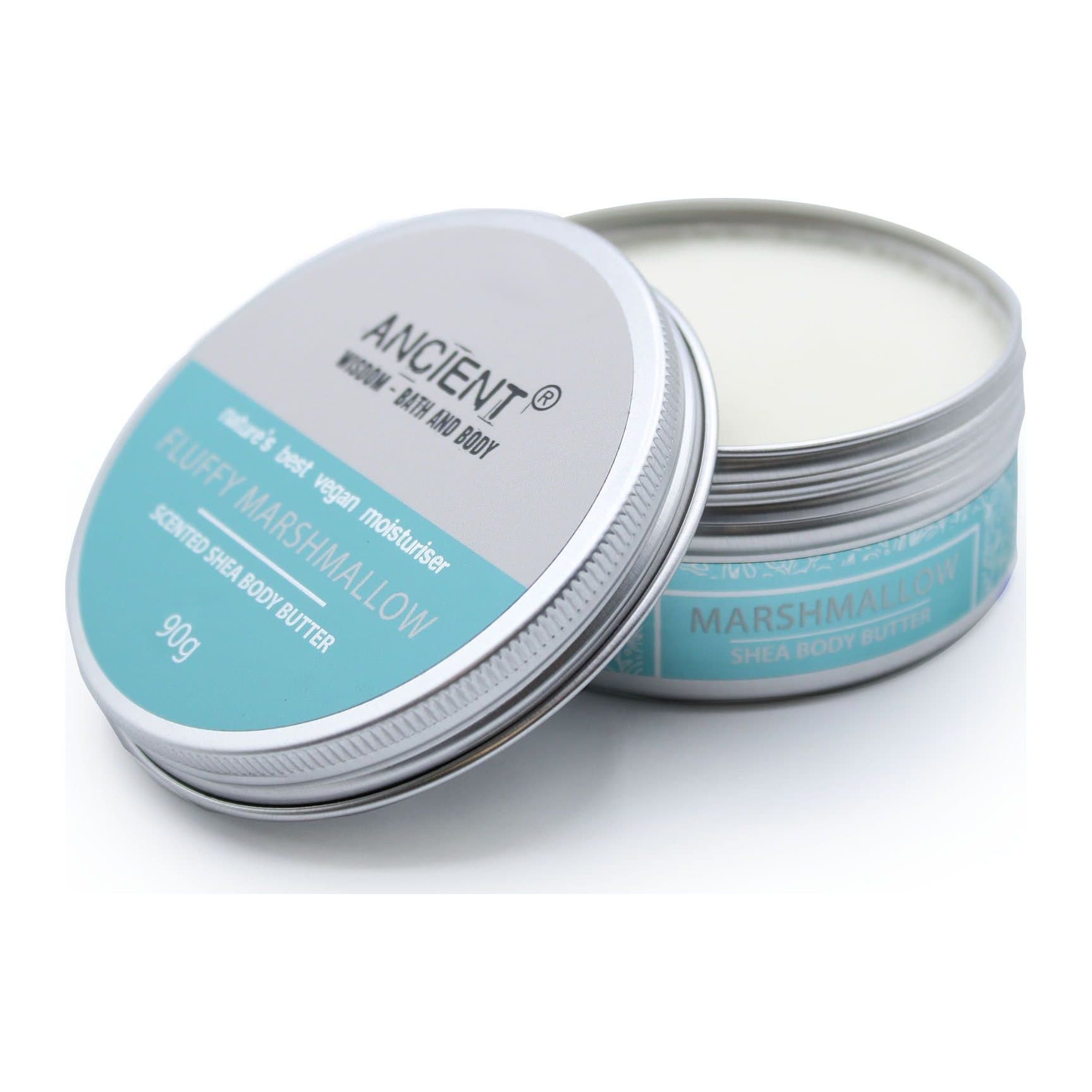 Tin of fluffy marshmallow scented shea body butter