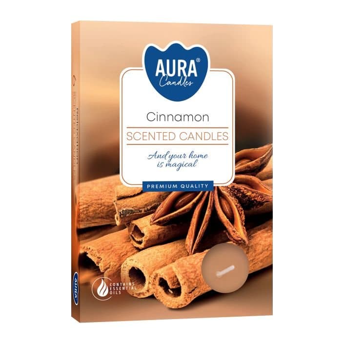 Cinnamon scented tealights, 18 in all in three sets of six