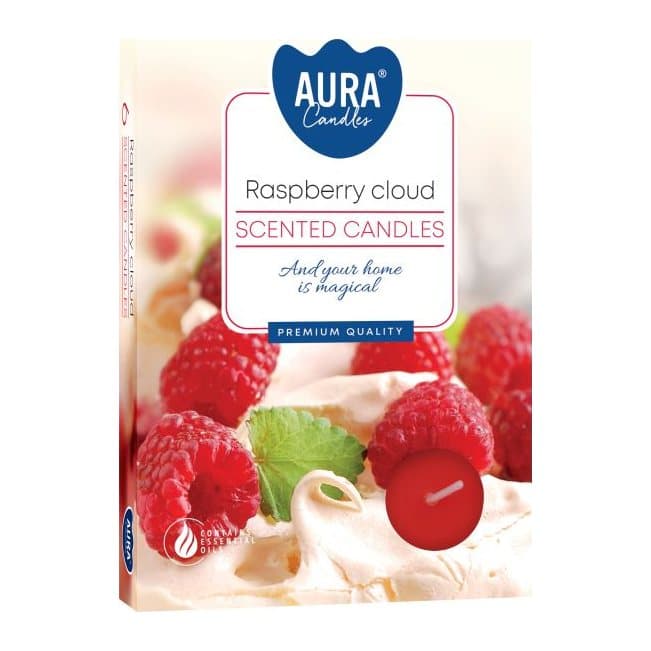 Raspberry Cloud scented tealights in a pack