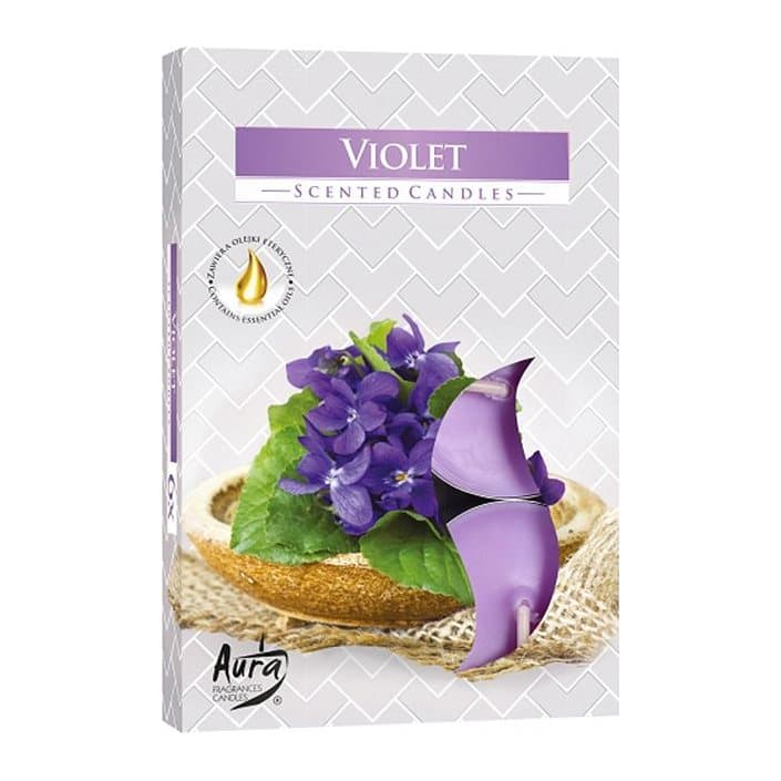 Violet scented tealights in three packs of six