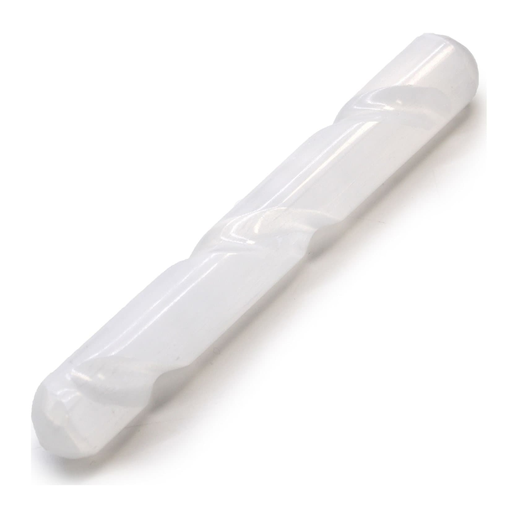 Milky selenite spiral wand, 16 cm, round at both ends