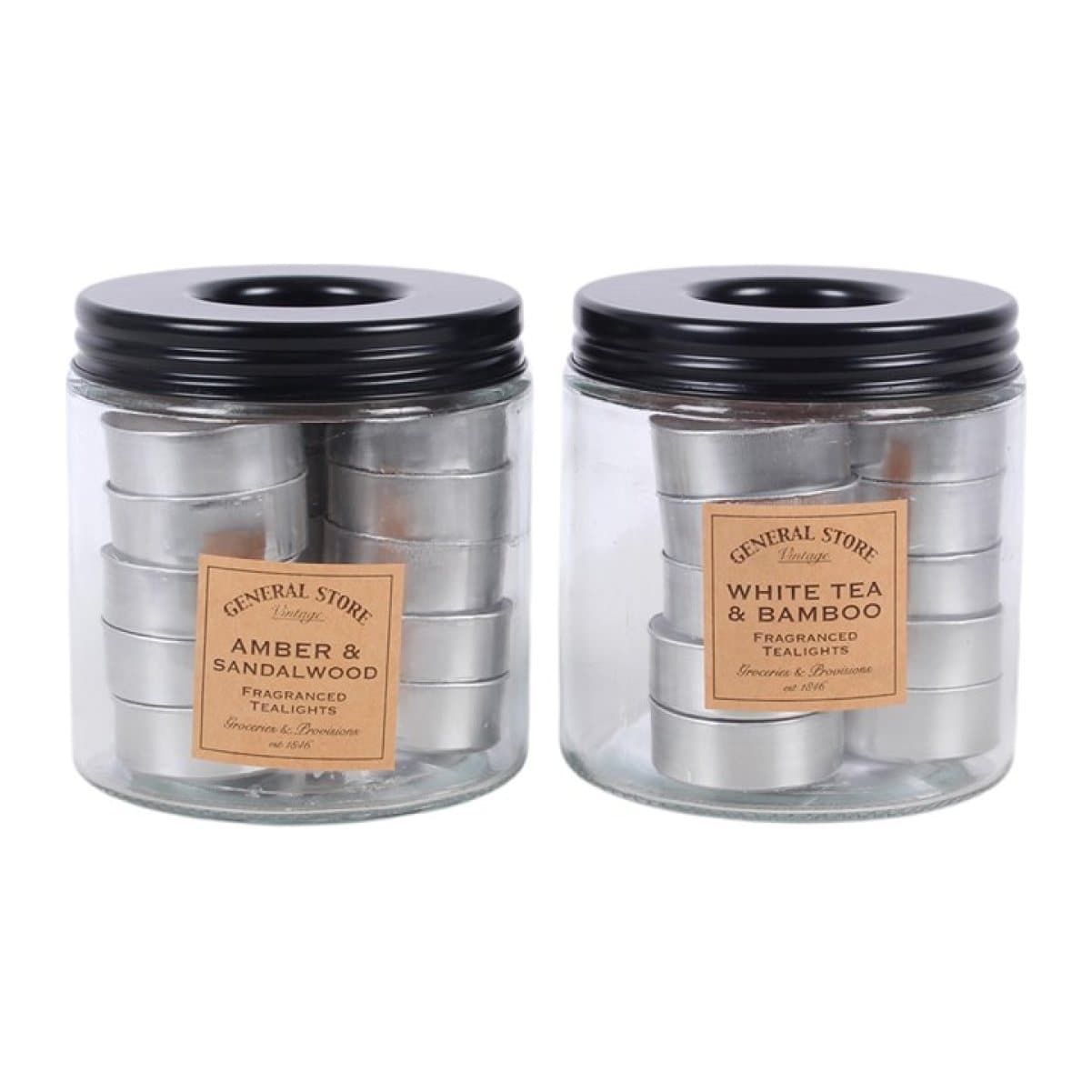 Glass jar of 10 scented tealights