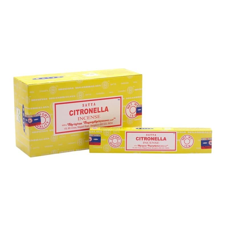 Colour cardboard box of Satya citronella incense sticks