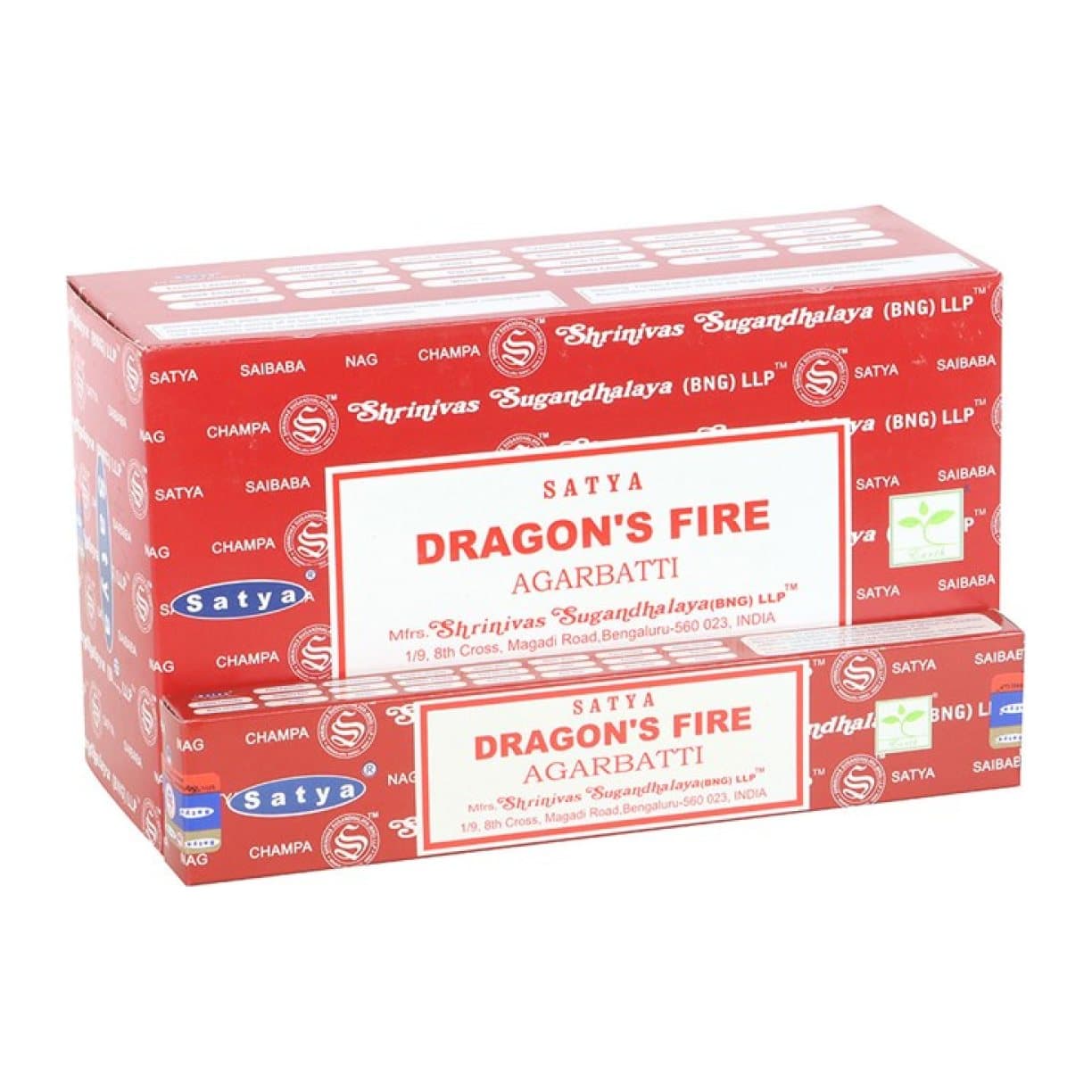 Display box of Dragon's Fire perfumed incense by Satya